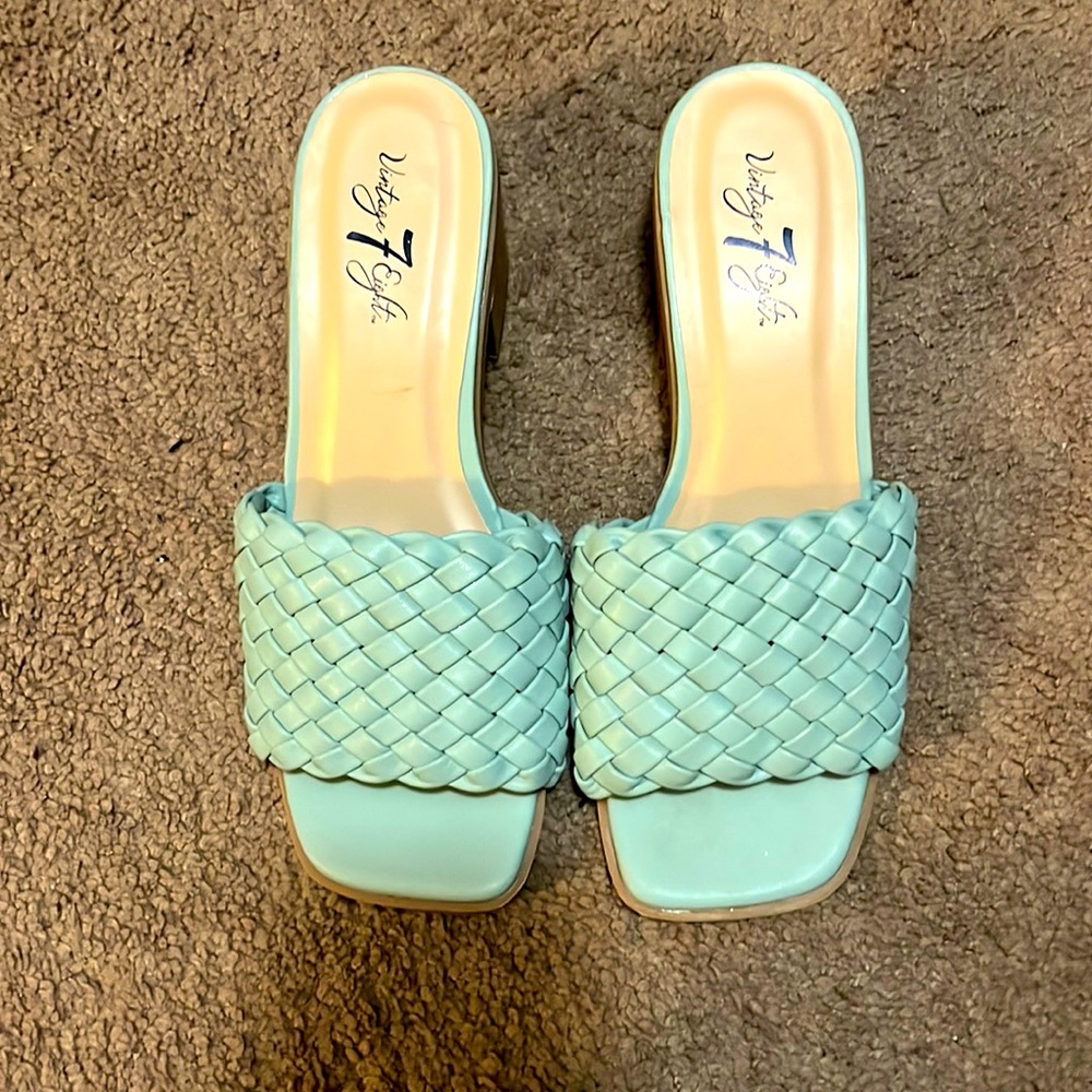 Blue slip on heels